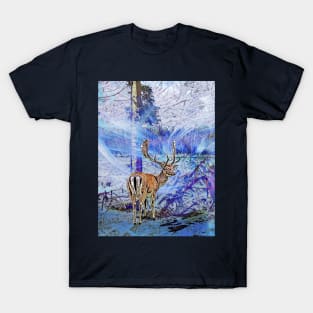 Deer in an enchanted winter landscape - magical forest T-Shirt